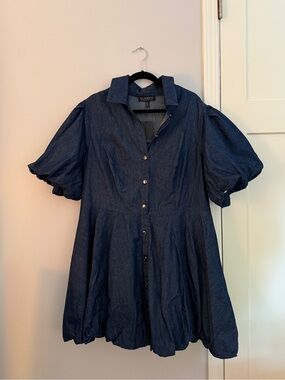 NWT Eloquii Denim Bubble Mini Dress Plus 18